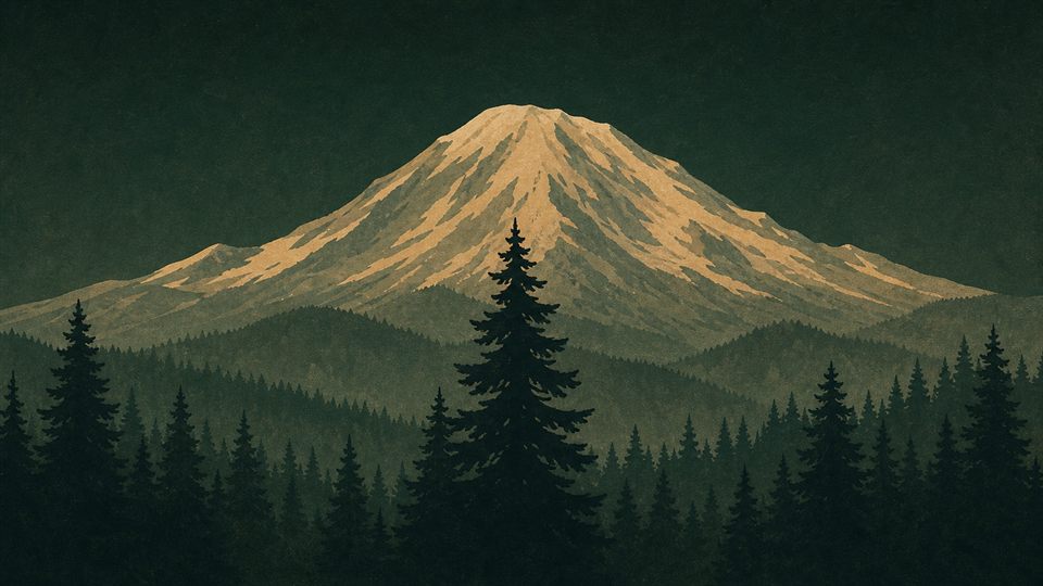 Mountain and evergreen forest at timberline